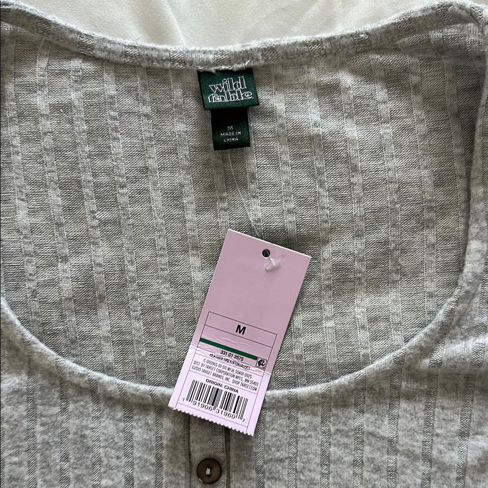 Gray Ribbed Long Sleeve Top - Picture 3 of 4